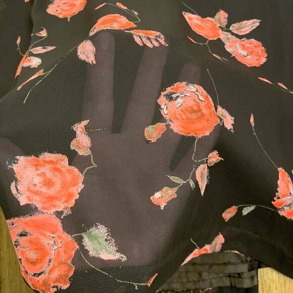 Petite Sophisticate Vintage Rose Brown Sheer A Line Maxi Skirt Size 14 - Picture 5 of 10